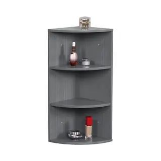 Relaxdays Eckregal Mdf Grau Mit 3 Ablagen 62 Cm X 35 Cm X 25 Cm