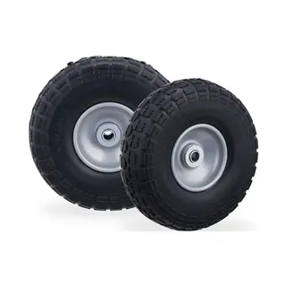 2x Steekwagenwiel 4.1/3.5-4'' - Tot 150 Kg - 260x85mm - Massief Rubber - Zwart-grijs