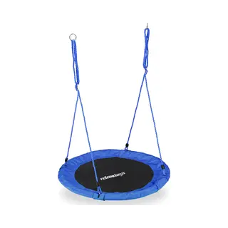 Relaxdays Round Nest Swing For Children & Adults, Adjustable, Ø 90 Cm, Spider Web Seat, For Up To 100 Kg, Blue, Composite, One Size