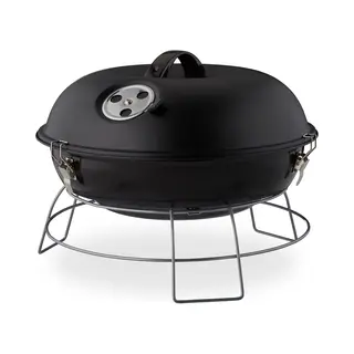 Kogelbarbecue Draagbaar - Met Deksel - Voor Houtskool - Ø36 Cm - Zwart