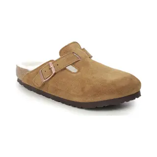 Birkenstock, Unisex, Sandalen, Boston Veloursleder Schmal, Braun, (39)