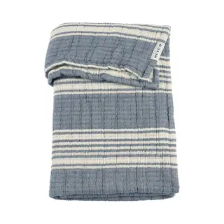 Meyco Baby Stripe Jacquard Wiegdeken - Pre-washed Hydrofiel - Indigo - 75x100cm - 1.5 Tog