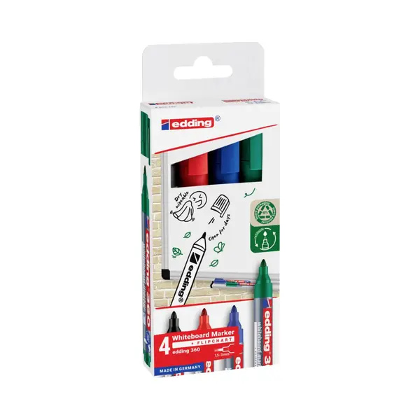 Edding 360 Whiteboard marker 4 pc(s) Bullet tip Black, Blue, Green, Red thumbnail