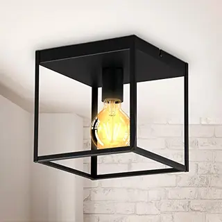 B.K.Licht - Zwarte Plafondlamp - Decoratiev - Industriële Lamp - Metaalen - E27 Fitting - 22x22 Cm