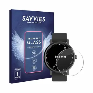 Savvies Panzer Schutz Glas Für Armbanduhren (Kreisrund, ø, 34.5 Mm) 9H Hartglas, Anti-Fingerprint, Displayschutz