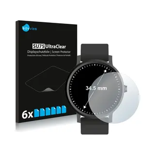 Savvies 6 Stück Schutzfolie Für Armbanduhren (Kreisrund, ø, 34.5 Mm) Displayschutz-Folie Ultra-Transparent