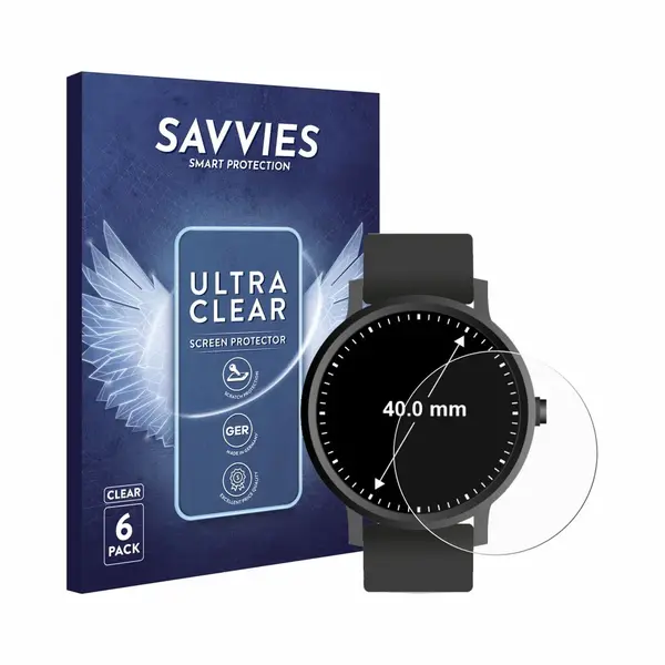 Savvies 6 Stück Schutzfolie Für Kreisrunde Displays (ø, 40 Mm) Displayschutz-Folie Ultra-Transparent thumbnail