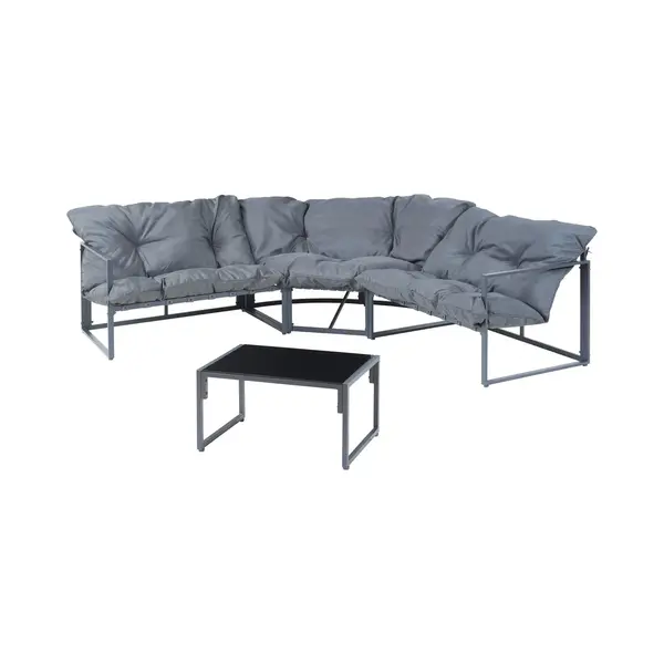 Casa.pro Loungeset, (Set, 4-tlg), »Karg« Sofa Mit Couchtisch Kissen Dunkelgrau thumbnail
