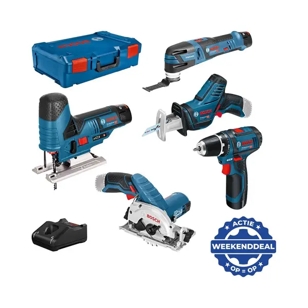 Bosch 5er Werkzeug-Set 12V, Gsr + Gst + Gop + Gks + Gsa + 3x Gba 3, 0Ah + Gal + Xl-Boxx thumbnail