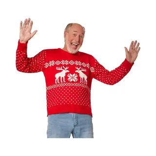 Tectake Dressforfun - Kersttrui Sneeuwpret Rood-wit M - Verkleedkleding Kostuum Halloween Verkleden Feestkleding Carnavalskleding Carnaval Feestkledij