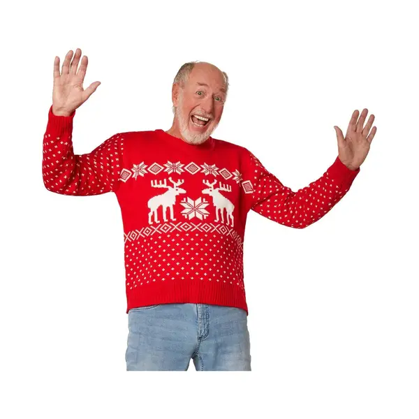 Tectake Dressforfun - Kersttrui Sneeuwpret Rood-wit M - Verkleedkleding Kostuum Halloween Verkleden Feestkleding Carnavalskleding Carnaval Feestkledij thumbnail