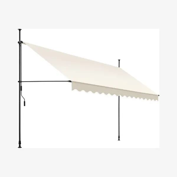 Tectake - Klemmmarkise - Sonnenschirm - Verstellbar - Klemmmarkise - Sonnenschirm Balkon - 400 X 180 Cm - Beige - Sonnenschirm thumbnail
