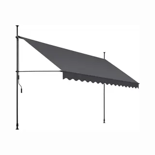 Tectake Klemmmarkise Mit Handkurbel Uv Beständig 400 X 180 Cm 180 X 400 X 304 Cm Schwarz Grau