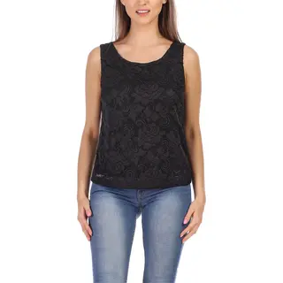 Bellivalini Dameshemd – Mouwloos – Elegant – Ronde - Hals Met Kant – Zwart – Xxl – Blv-BLV50-263-Bl