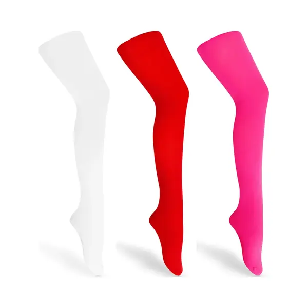 Merry Style Feinstrumpfhose Mädchen Kinder Strumpfhose Balletkleidung Mädchen Microfaser 60 Den WLSS001 (Weiß/Rot/Neon Rosa, 116-122) thumbnail