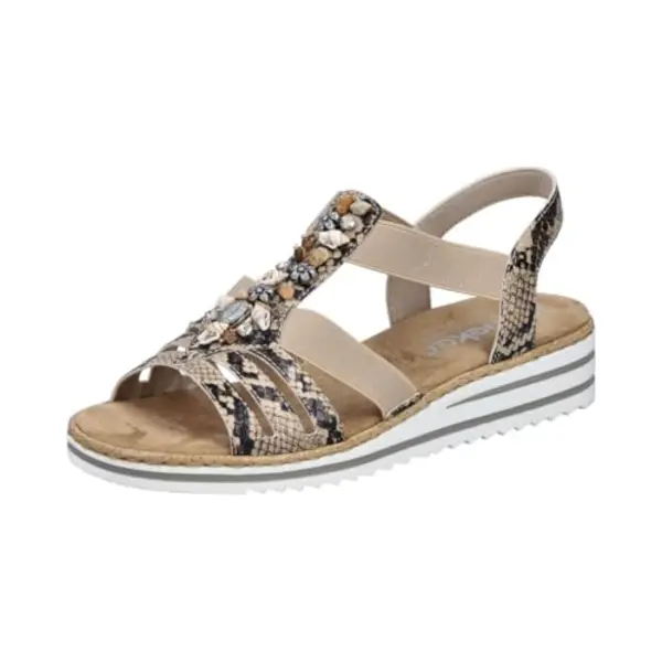 Rieker Sandales Compensées Pour Femme V0649 Beige 37 Eu thumbnail