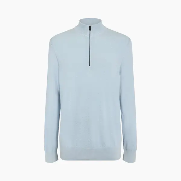 Hugo Boss Men's Hbb Ebrando Black Zipped Crew Neck Jumper - Blue - Size, 38 thumbnail