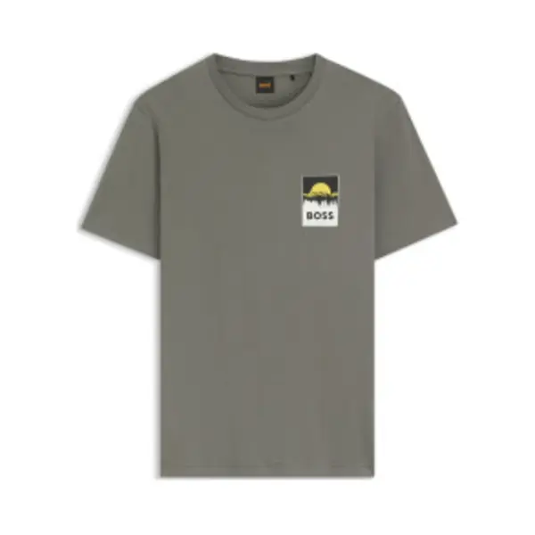 BOSSvoor Mannen. 50556023 Effen T-shirt Grijs (Xl), Casual, Katoen, Korte Mouwen thumbnail