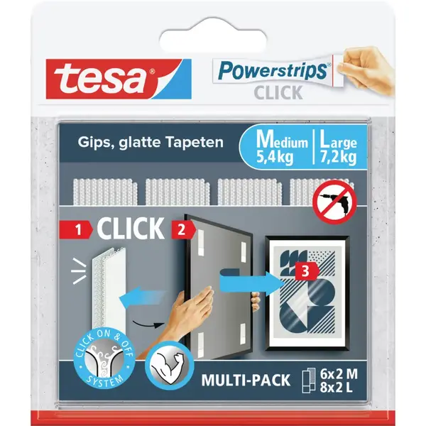 Tesa Powerstrips Click M + L Montageplaatje thumbnail
