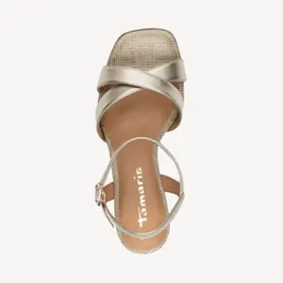 Tamaris Sandalen Met Hak Goud Textiel - Dames - Maat 36