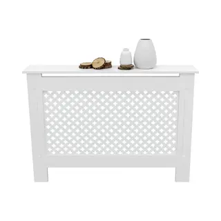 Ecd Germany Heizkörperverkleidung Mit Wabenmuster 112x19x82 Cm Weiß Mdf Lackiert