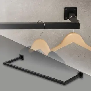 Ml Design modern living Ml-Design Rechthoekige Kledingstang, D 30 X L 90 Cm, Zwart, Roestvrij Staal, Kledingstang, U-vorm, Wandmontage, Kledingrek, Wasstang +