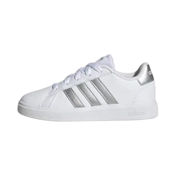 Adidas Unisex Kinder Grand Court Lifestyle Tennis Lace-Up Shoes, White/Matte Silver/Matte Silver, 28 1/2 Eu thumbnail
