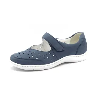 Waldläufer Dames Bandschoen - 496325-191-263 Jeansblauw - Wijdte H - Maat 6
