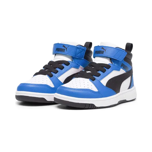 Puma Unisex Kids Puma Rebound V6 Mid Ac+ Ps Sneakers, Puma White-Puma Black-Racing Blue, 31 Eu thumbnail