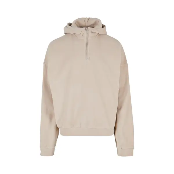Urban Classics Herren Kapuzenpullover Oversized Polar Fleece Half Zip Hoody Wetsand S thumbnail