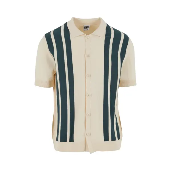Urban Classics - Knit Retro Overhemd - L - Creme/Groen thumbnail
