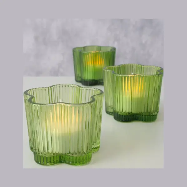 Boltze Home Waxinelichthouder Groen Glas Ø7, 8xH6cm thumbnail