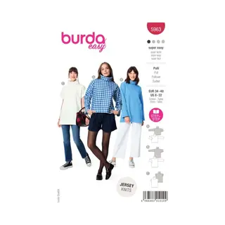 burdastyle Burda Schnittmuster, 5963, Rollkragenpullover Selber Nähen [Damen, Gr. 34 - 48] Level 1 Für Anfänger