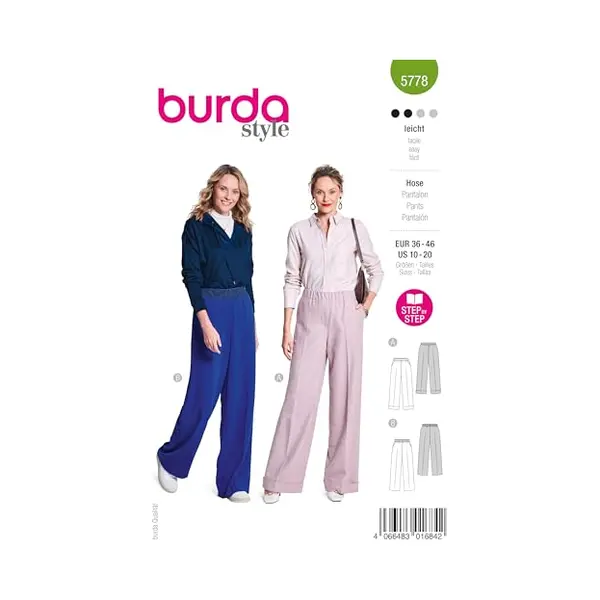 burdastyle Burda Style Schnittmuster 5778 Damen Hose Mit Weitem Bein Gr. 36-46 thumbnail