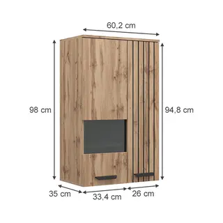 Vicco Amber Wandkast – 60.2 Cm Met 2 Deuren Bruin