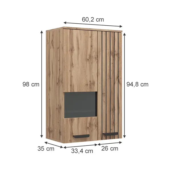 Hängeschrank Amber, Braun, 60.2 Cm Mit 2 Türen Vicco thumbnail