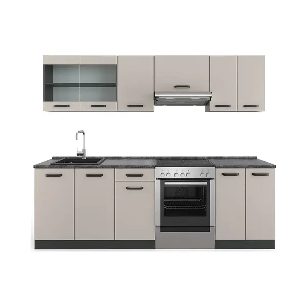 Vicco Keukenlijn "R-Line", Kasjmier, 240 Cm, Pt Antraciet, Flexibel Te Combineren Met Modulaire Elementen thumbnail