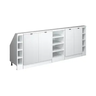 Vicco Dachschrägenschrank-Set, Weiß Riffel, 210 Cm 5er Set