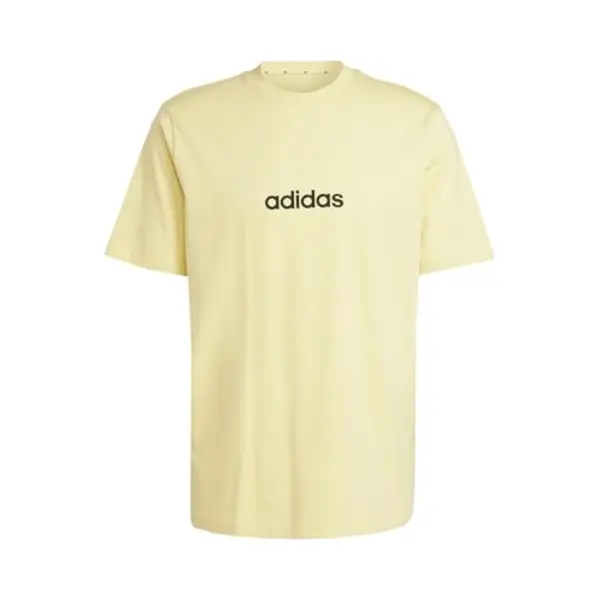 Adidas Men's Essentials Linear Single Jersey Tee, Powder Yellow/Black, Xs thumbnail