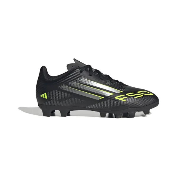 Adidas Unisex Kids F50 Club Firm Ground/Multi Ground Football Boots Kids, Core Black/Iron Metallic/Lucid Lemon, 10 Uk Child thumbnail