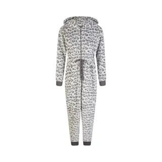 By Louise Dames Huispak Onesie Fleece Grijs Panterprint - Maat Xl