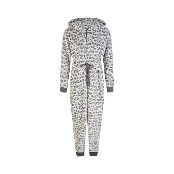 By Louise Dames Huispak Onesie Fleece Grijs Panterprint - Maat Xl thumbnail