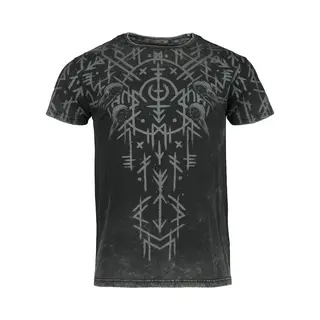Black Premium By Emp Black Washed T-Shirt With Runes And Skulls T-Shirt Black