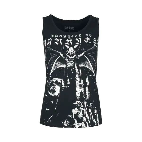 Gothicana By Emp Vest With Bat Design Top Black thumbnail