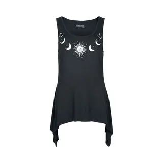 Gothicana By Emp Damen Schwarzes Top Mit Sonne Und Mond Frontprint M