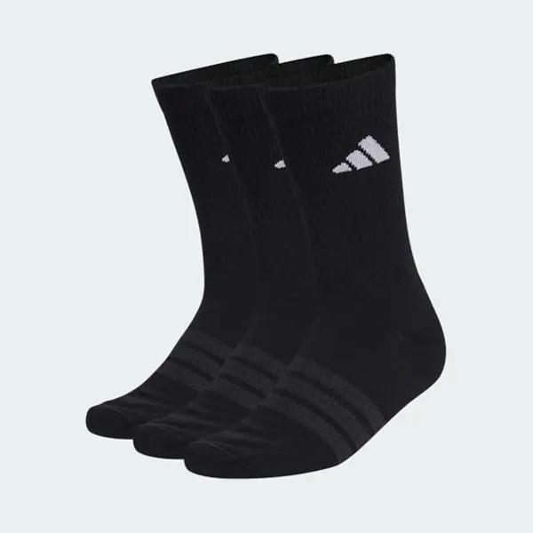 Adidas Unisex Cushioned Sportswear Crew Socks 3 Pair Pack, Black/black/white, 10.5-12.5 thumbnail
