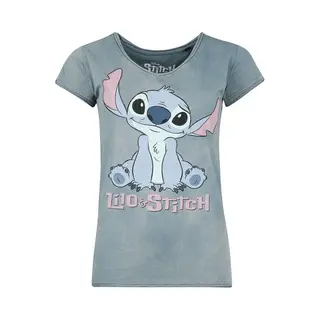 Lilo & Stitch - Disney T-shirt - Stitch - Sit - S Tot 3XL - Voor Vrouwen - Blauw