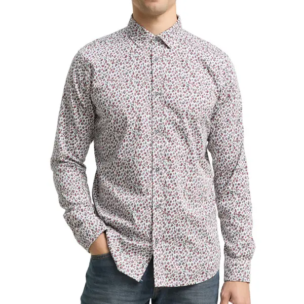 Tom Tailor - Lange Mouw Overhemd - Heren - 3XL - Wit - Katoen - 1048430 thumbnail