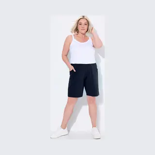 Ulla Popken Damen Große Größen Übergrößen Plus Size Jerseyshorts, Taschen, Elastikbund Dunkelblau 54+ 818396707-54+