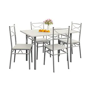 Casaria Essgruppe Paul, (5-tlg), Esstisch Mit 4 Stühlen Für Esszimmer Küche 5tlg. Sitzgruppe Robust